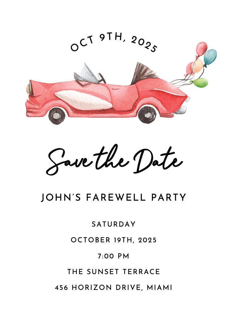 Going places - party invitation